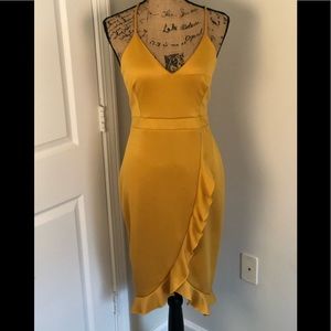 Mustard color ruffle dress